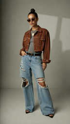 Chaqueta Denim Marron