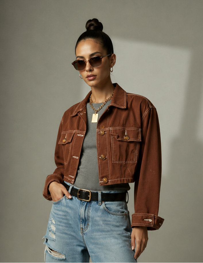 Chaqueta Denim Marrón