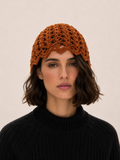 Gorro tejido crochet terracota