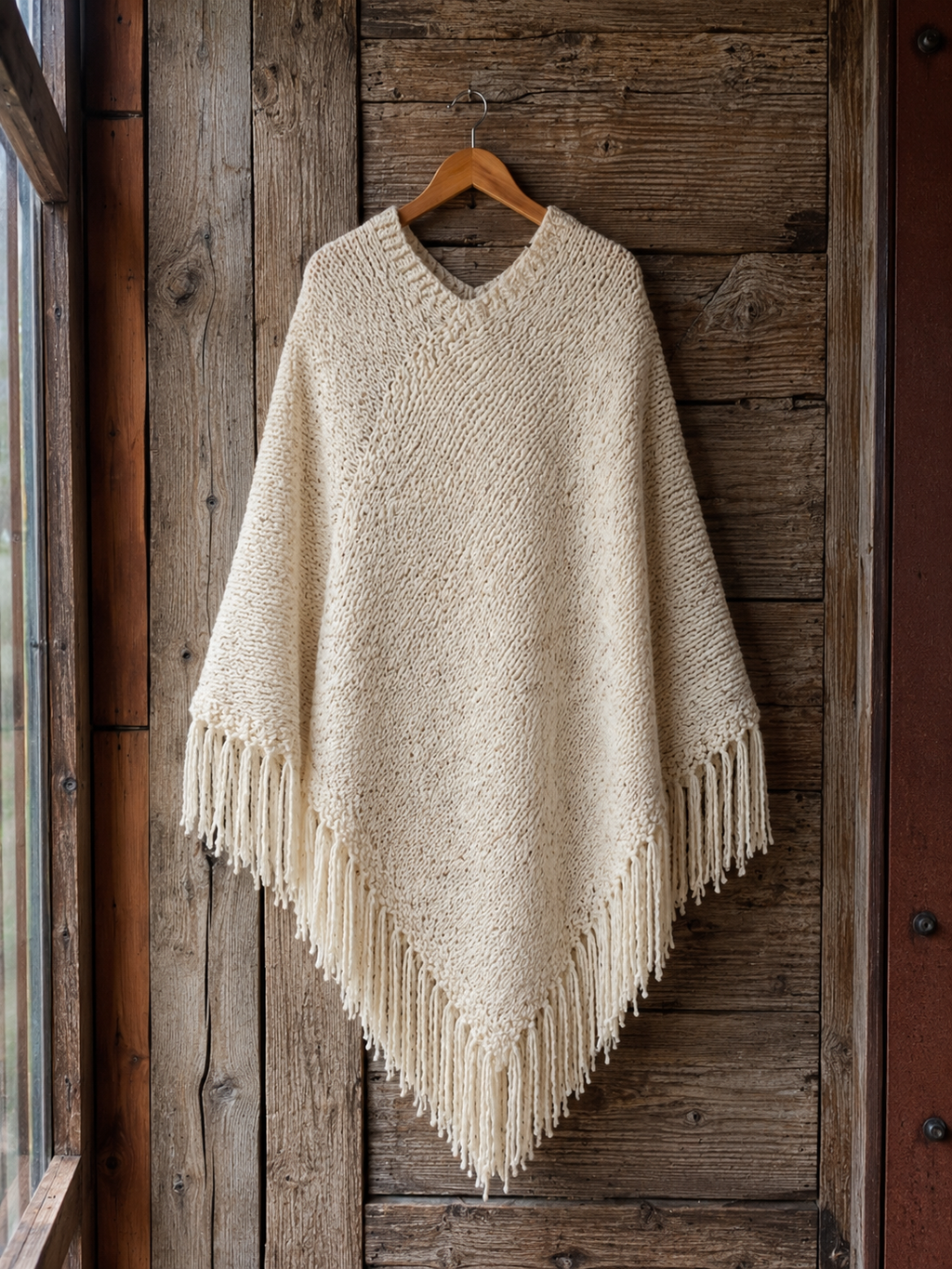 Poncho crudo con flecos