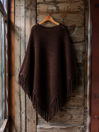 Poncho chocolate con flecos