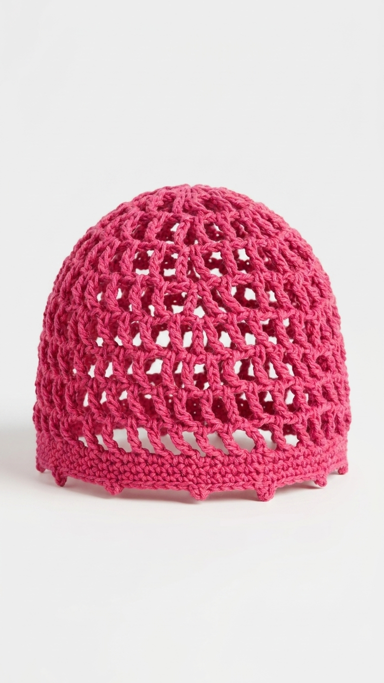 Gorro tejido crochet fucsia