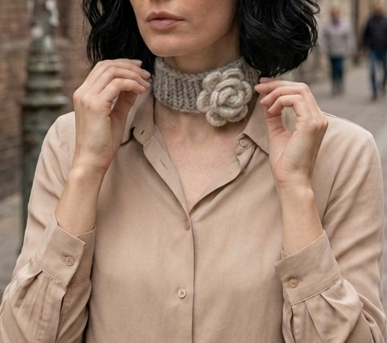 Choker tejido con flor artesanal