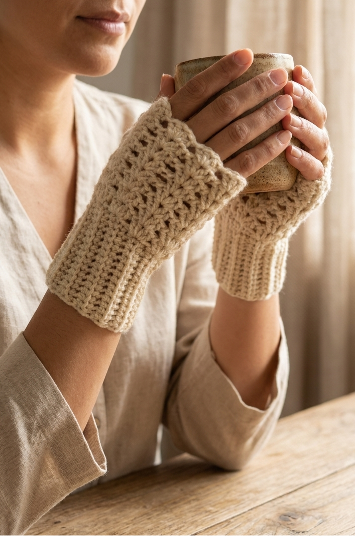 Guantes de lana tejidos