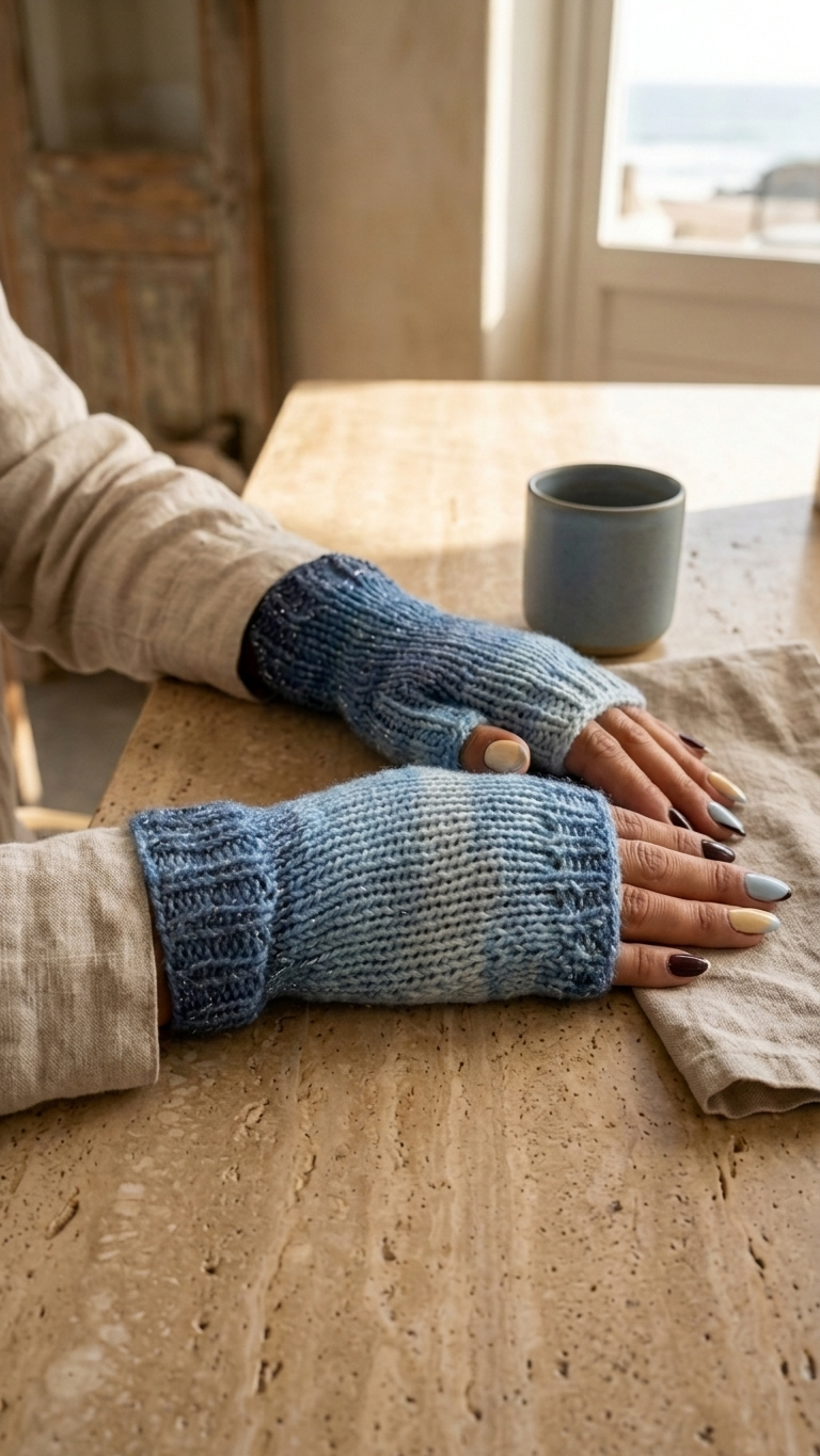 Guantes de lana tejidos