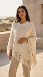 Poncho crudo con flecos