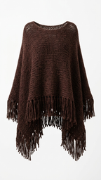 Poncho chocolate con flecos