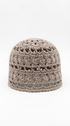 Gorro tejido crochet gris topo