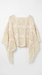 Crochet blanco con flecos